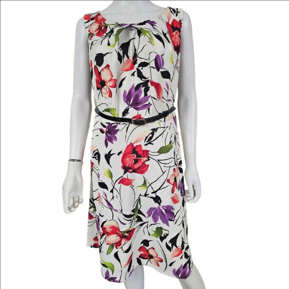 Alyx Woman Belted Floral Fit & Flare Midi Dress Size 16 - Picture 8 of 13